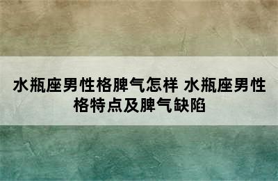 水瓶座男性格脾气怎样 水瓶座男性格特点及脾气缺陷